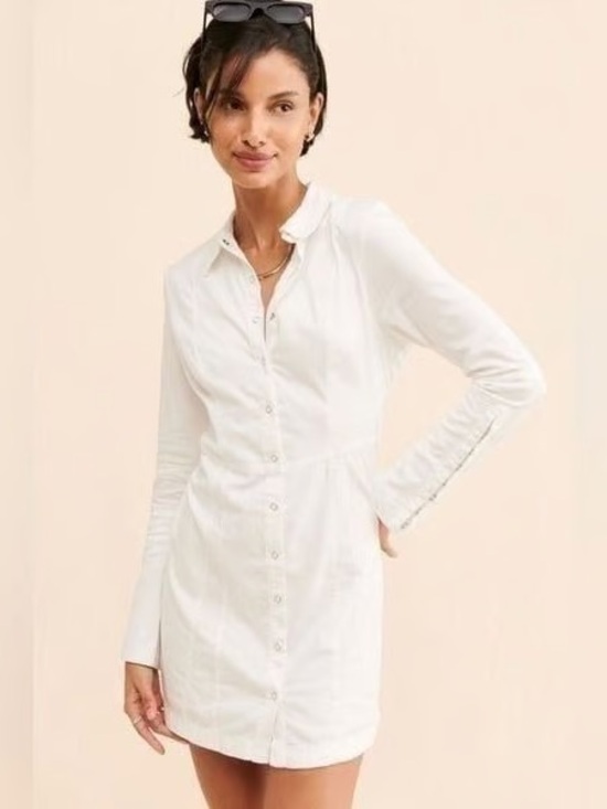 Free People Dresses & Skirts - Free People Ivory Button-Front Shirt Dress